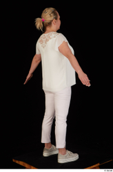 Whole Body Woman White Pants Chubby Standing Top Studio photo references